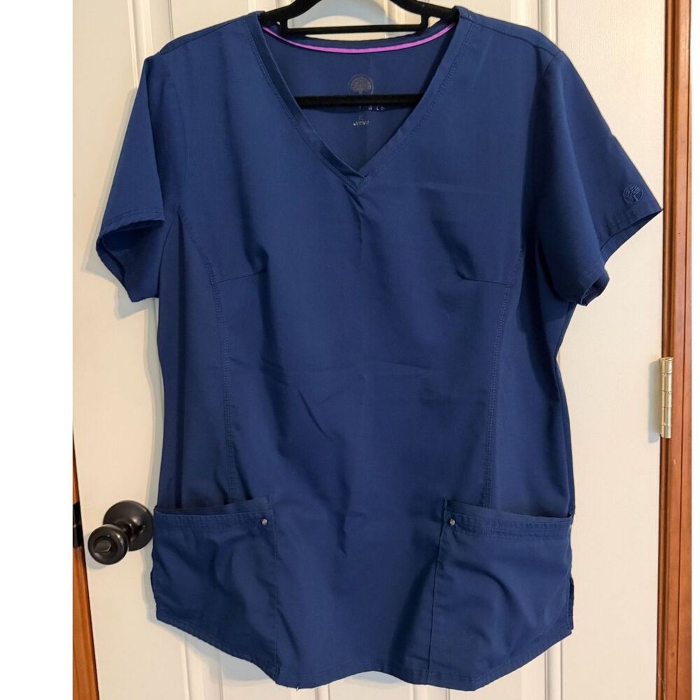 Healing Hands Woman's Navy Scrub Top size XL